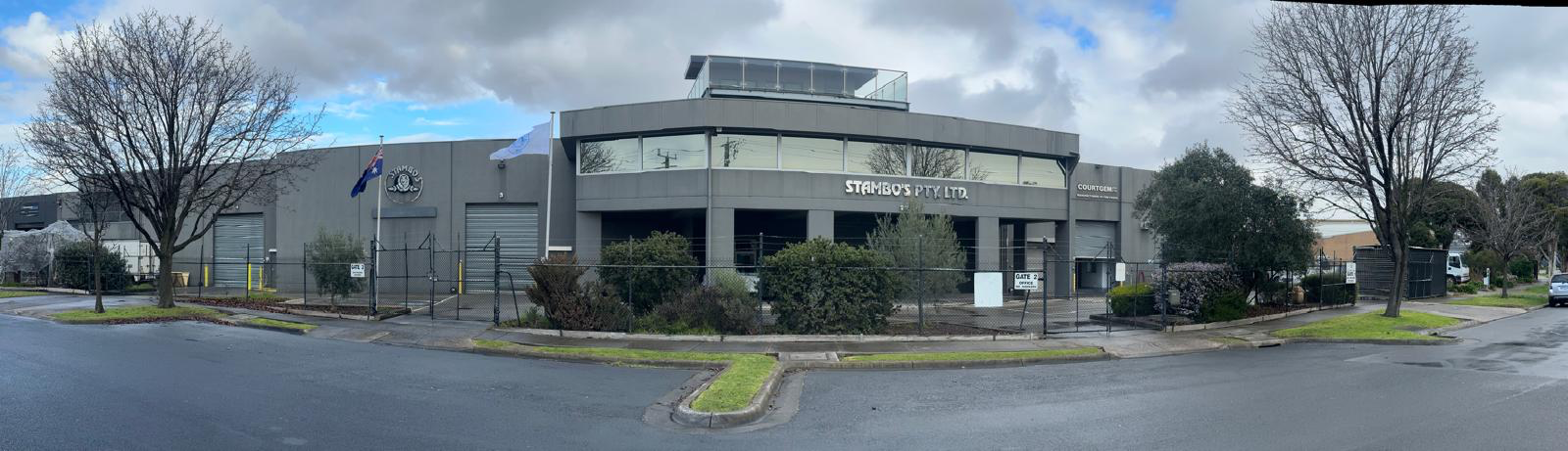 Stambo's Pty Ltd modern headquarters building - panoramic view